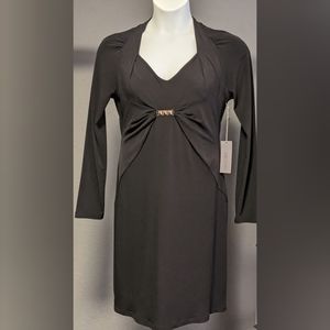 Jlo Black & Gold short cocktail dress long sleeves